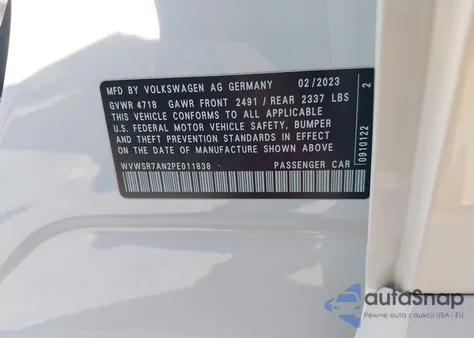 2023 Volkswagen Arteon 2.0T Se R-Line из США, поврежденный, VIN WVWSR7AN2PE011838